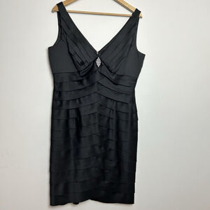 Jones & Co. Size 14 Ruffled Jeweled Formal Midi Cocktail Dress Glamcore HOCO